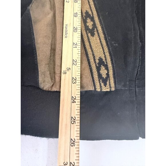 Vtg Scully Western Leather Suede Jacket Mens M Black Tan Zip Aztec - Picture 16 of 16